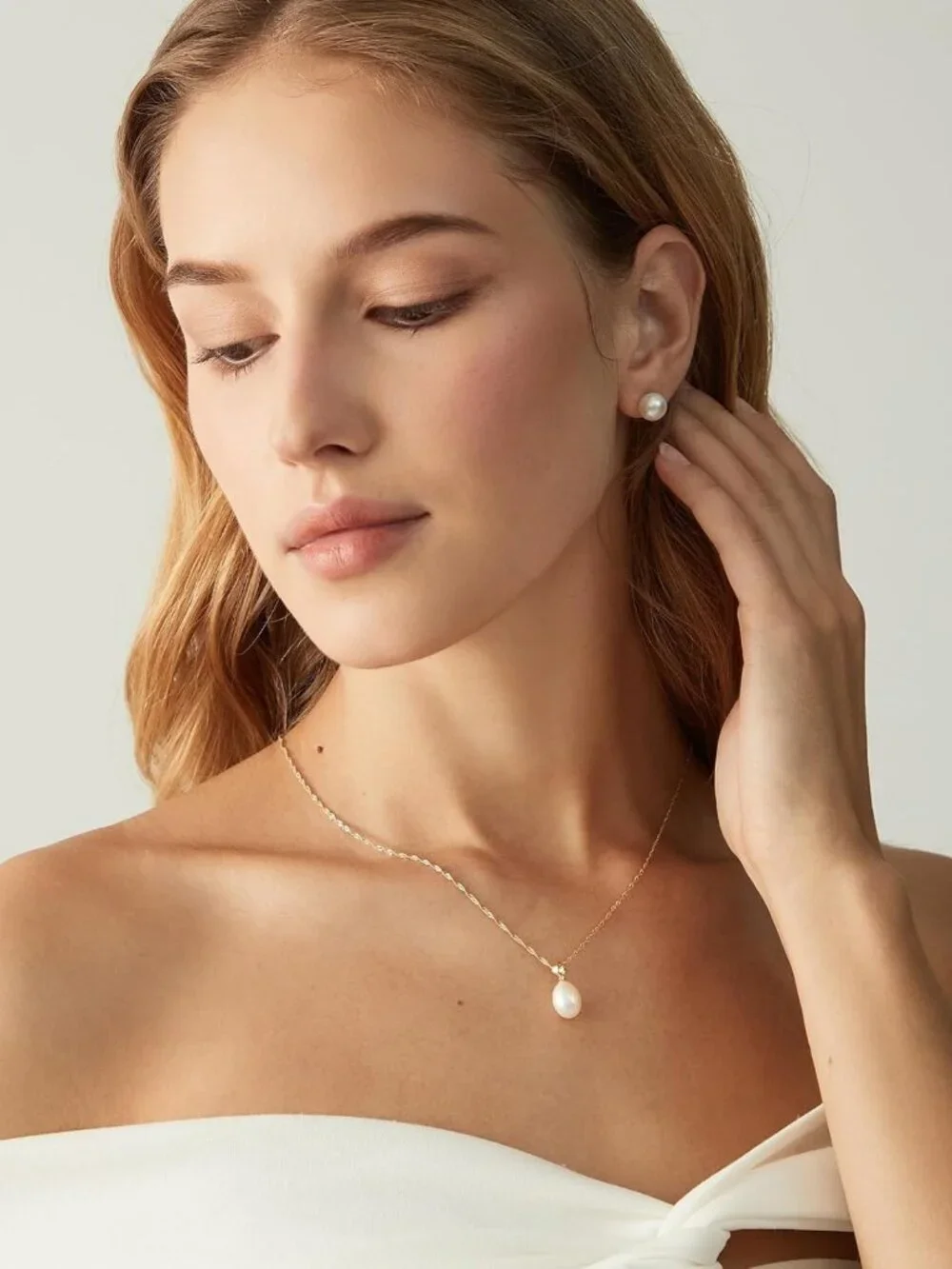 Trendy Dainty Pearl Necklace for Women - 925 Sterling Silver Freshwater Pendant